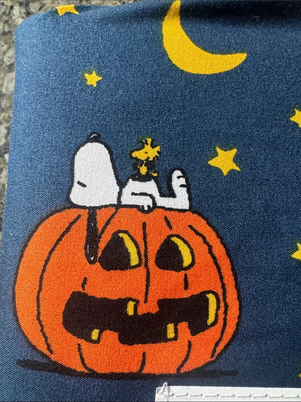 Peanuts Snoopy 4 piece Queen Sheet Set in Navy ,Pumpkin & Yellow Moon star print